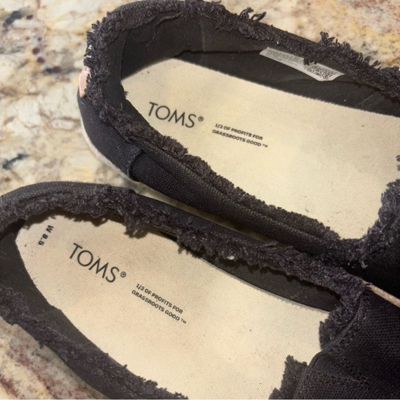 Toms Black Espadrille Platform Slip-Ons - Picture 7 of 10